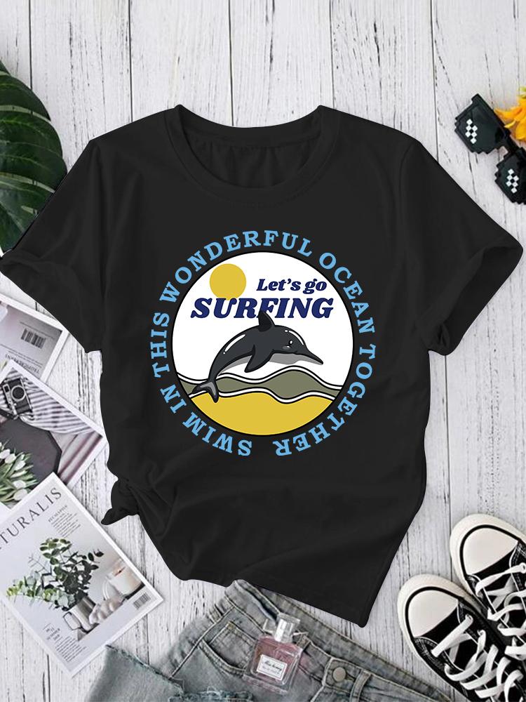 Fashion Printing Cute T-Shirts Women Cartoon Summer Clothing Short Sleeve Tshirts Clothes Graphic Sexy Print Tee T-Shirt Clothes