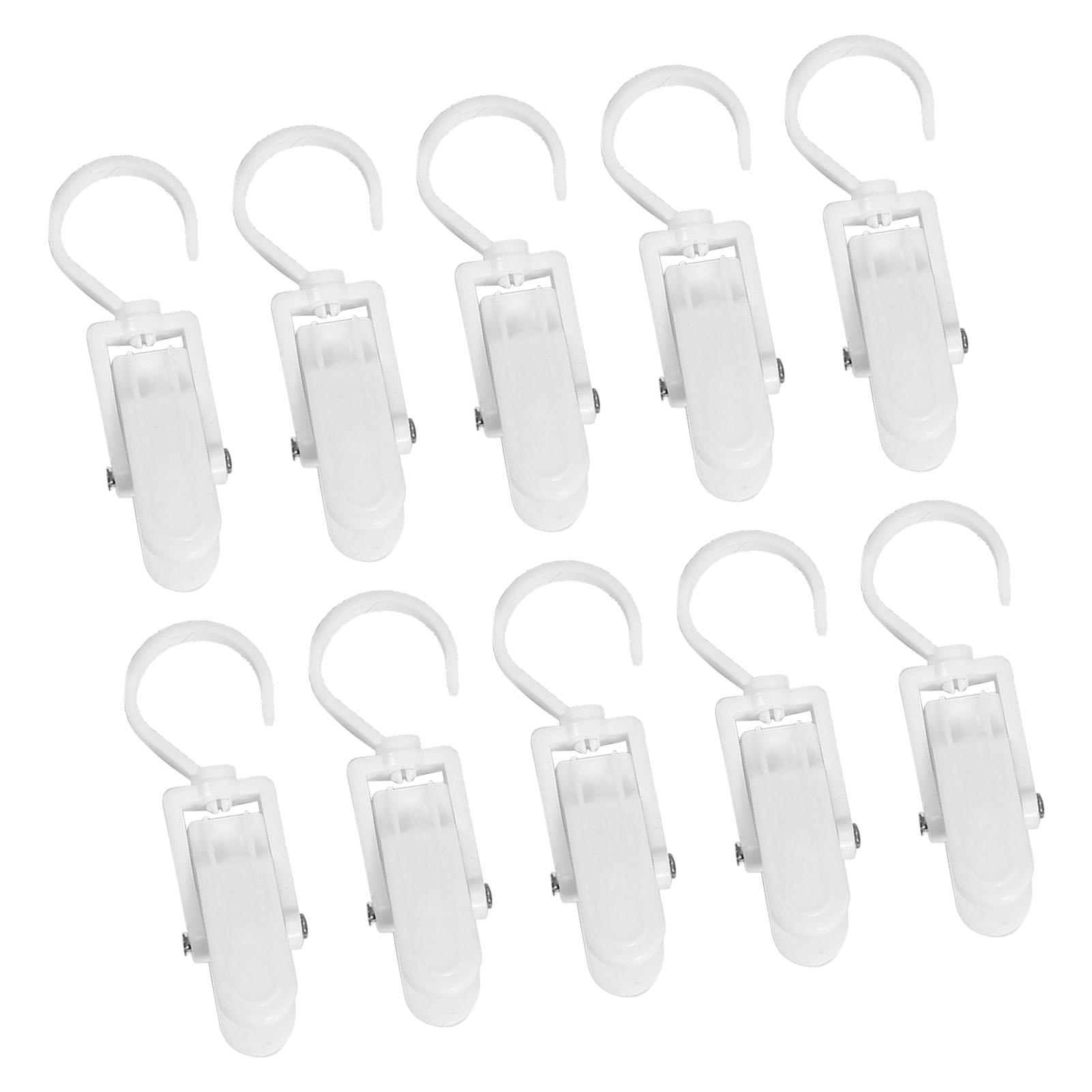 

10 шт. Крючки-клипсы для одежды Многоцелевые Прочные с высокой грузоподъемностью Вращающиеся Пластиковые Клипсы для подвешивания шляп для Носков Занавесок Белые белый