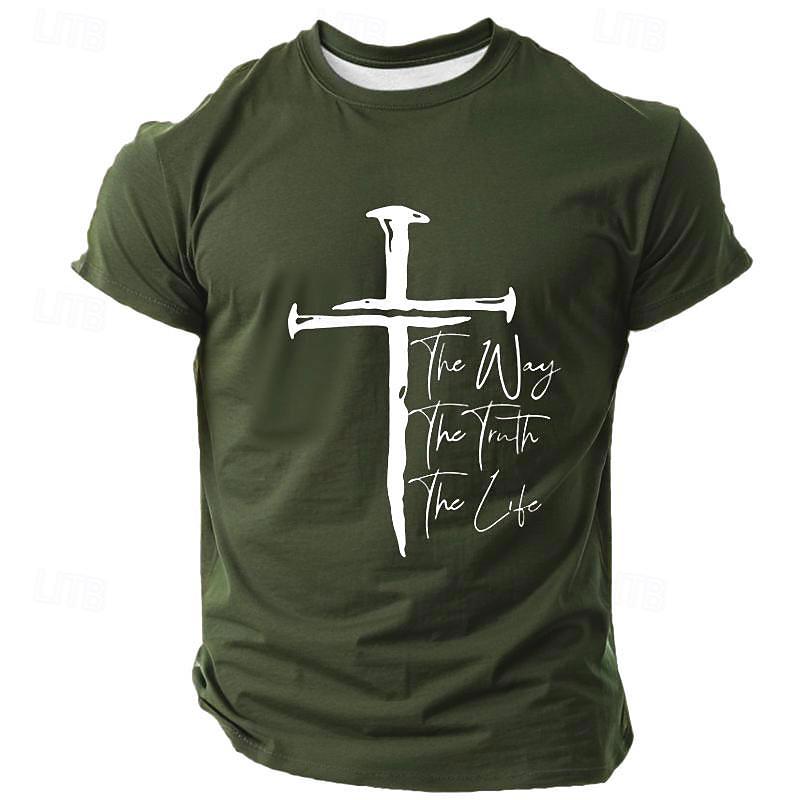 Men's Cross Christian T Shirt Short Sleeve T shirt Vintage Casual Street Casual Spring Summer Clothing
