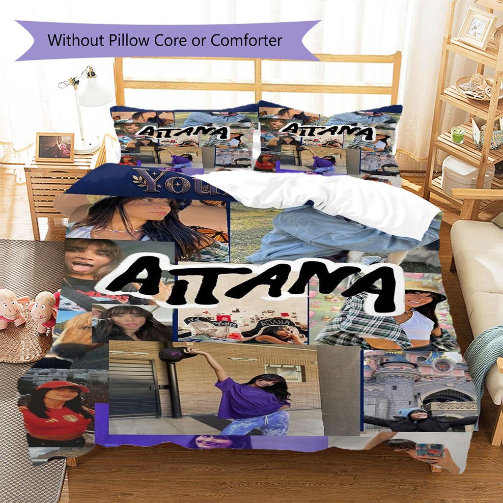 Aitana Custom Name Pattern Bedding,Quilt Set Quilt Cover Pillowcase Home Birthday Gift(1 * duvet cover + 2 * pillowcase, without core)