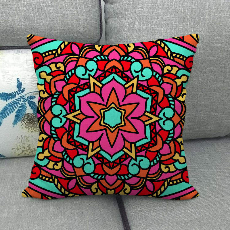 Nordic Bohemian Floral Pattern Digital Printing Short Plush Pillow Covers For Car Sofa Office Cushion Cover Home Goods