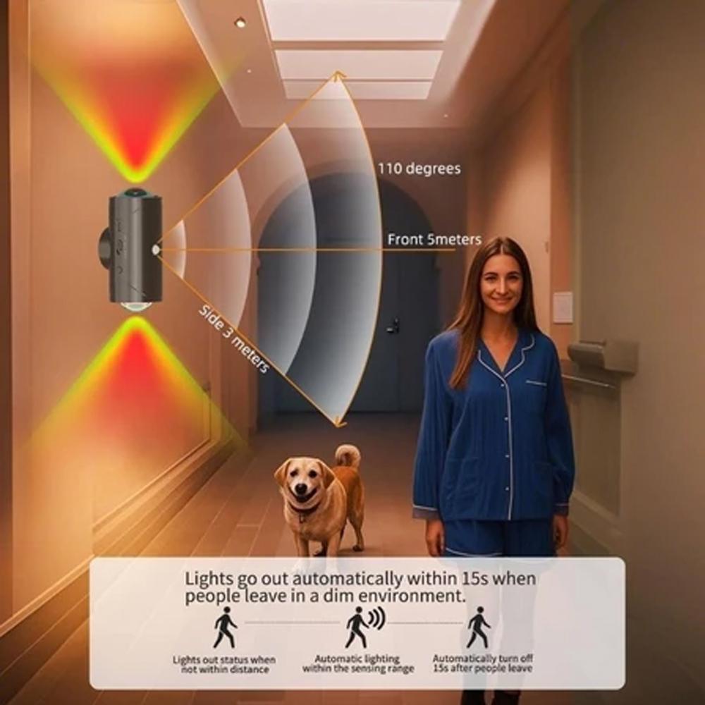 16-Farben Bewegungssensor Nachtlicht mit Fernbedienung LED Wandleuchte Wiederaufladbare Innenraum-Atmosphärenlampe Magnetisches Treppenlicht