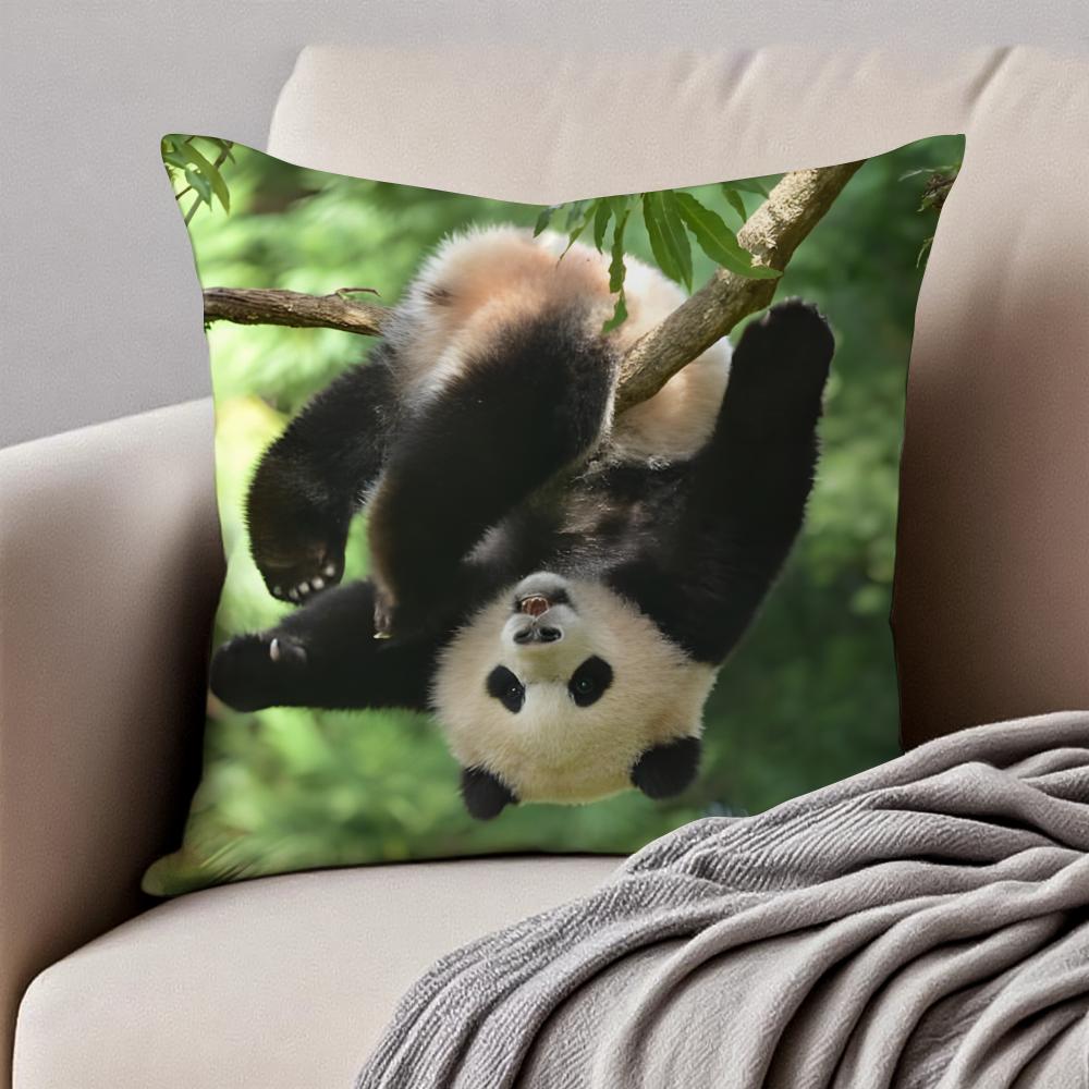 cute Panda Cushion Cover Pillowcase Antidustmite Invisible Zipper Short Plush Sofa Cushion