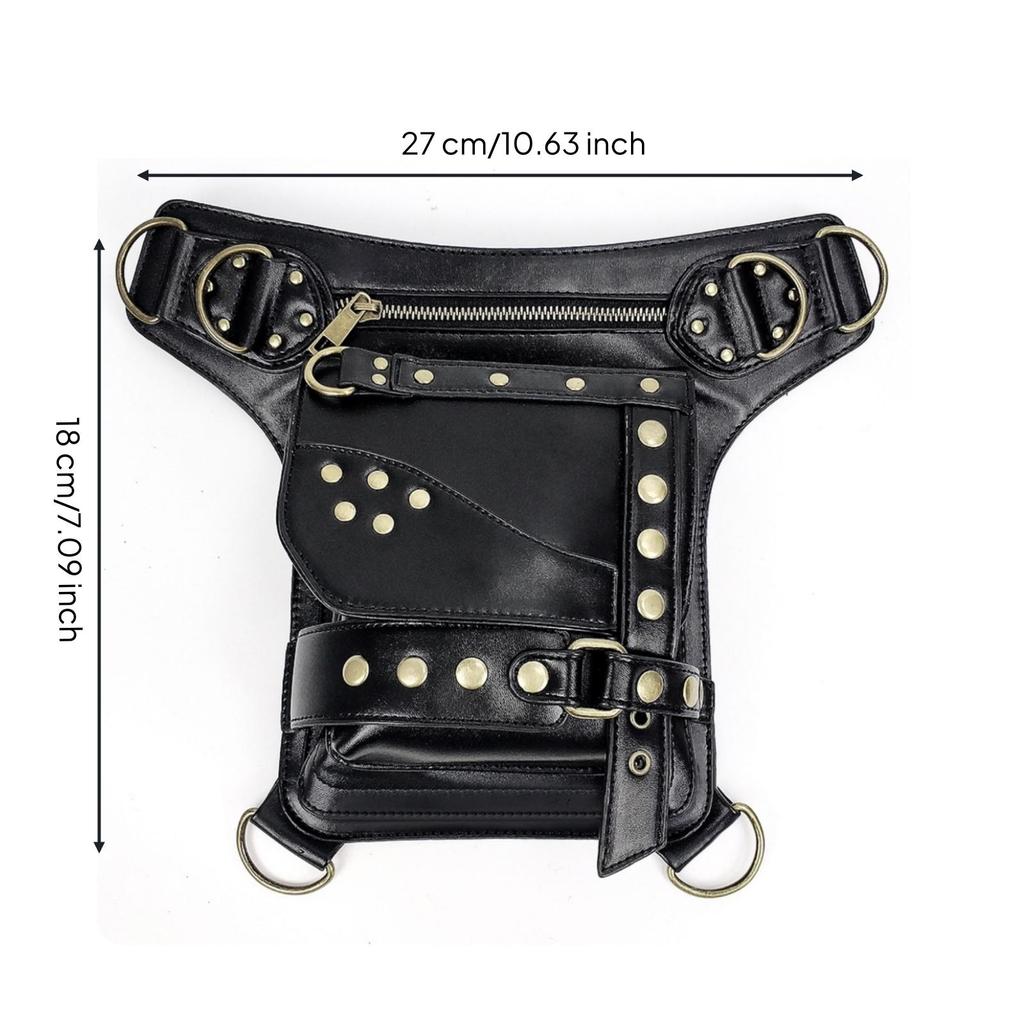 Waist Bag with Belt Steampunk Leg Strap Biker Themed Fanny Pack for Bikers,