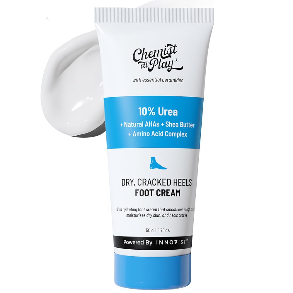 Chemist At Play Foot Cream for Cracked Heels | Up to 24 hours of Moisturization | 10% Urea & Natural AHAs | Nourishment & Hydration | For Dry & Cra