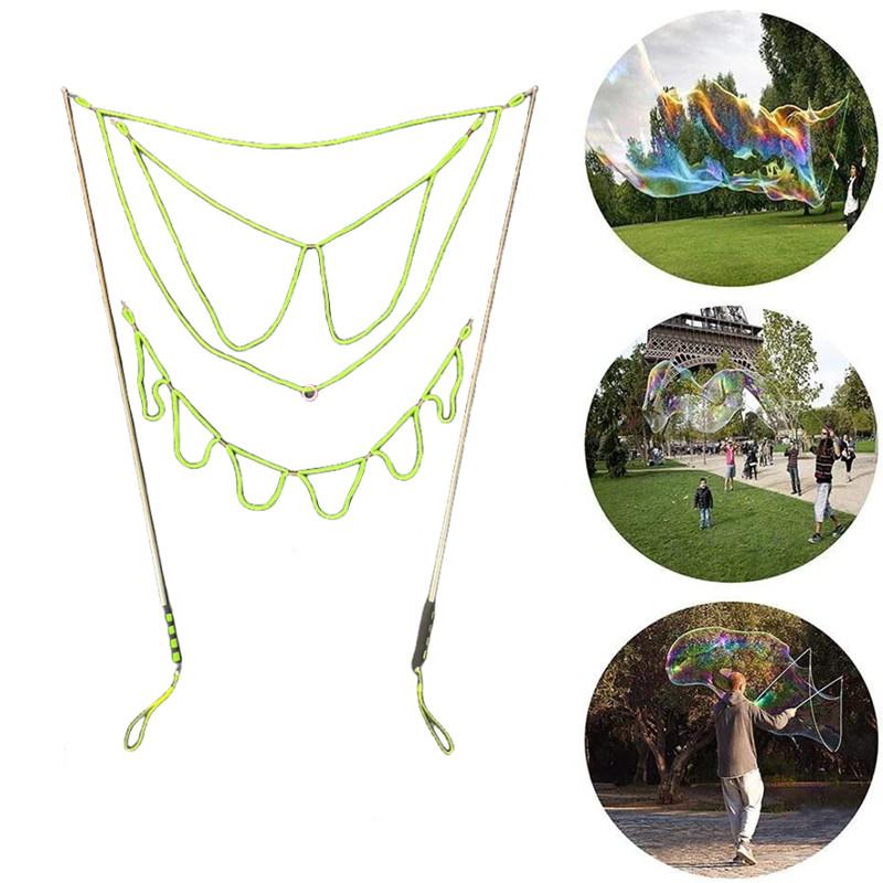 Giant Bubble Blowing Prop Large Size Adjustable Outdoor 1 2 6 Hole Bubble Rope Double Rod Magic Soap Bubble Performance Toy