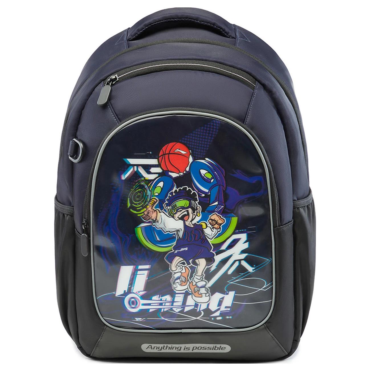 

Li Ning Kids Sports Lifestyle Series Reflective Antibacterial Large Capacity Polyester Backpack Kids backpack Deep-Navy-Blue YBSU090-2 Dark Ship Blue