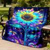 1pc Neon Sunflower Print Throw Blanket Polyester Fiber, Lightweight Flannel, Soft & Warm, All Season Use for Outdoor, Camping Digital Print