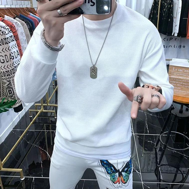 Winter Warm and Comfortable Jacket Simple Top Loose Long-sleeved T-shirt Sweater Men
