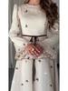Robe élégante à manches longues et ceinture pour femme, été 2025