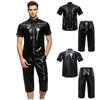 Men Summer Waterproof Tracksuit Short Sleeve T-Shirt Button Front and Cargo Shorts Capri Pants for Beach Swim Rainy Club Night