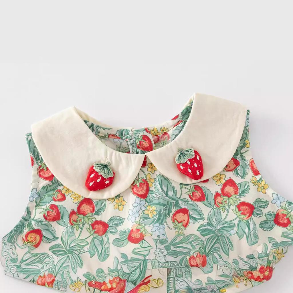 Summer 2025 Princess Dress for Girls - Baby Doll Collar Skirt