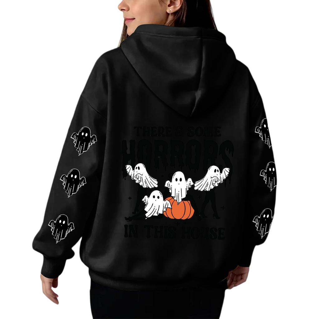Sweat-shirt à capuche et manches longues pour femme, imprimé dégradé, ample