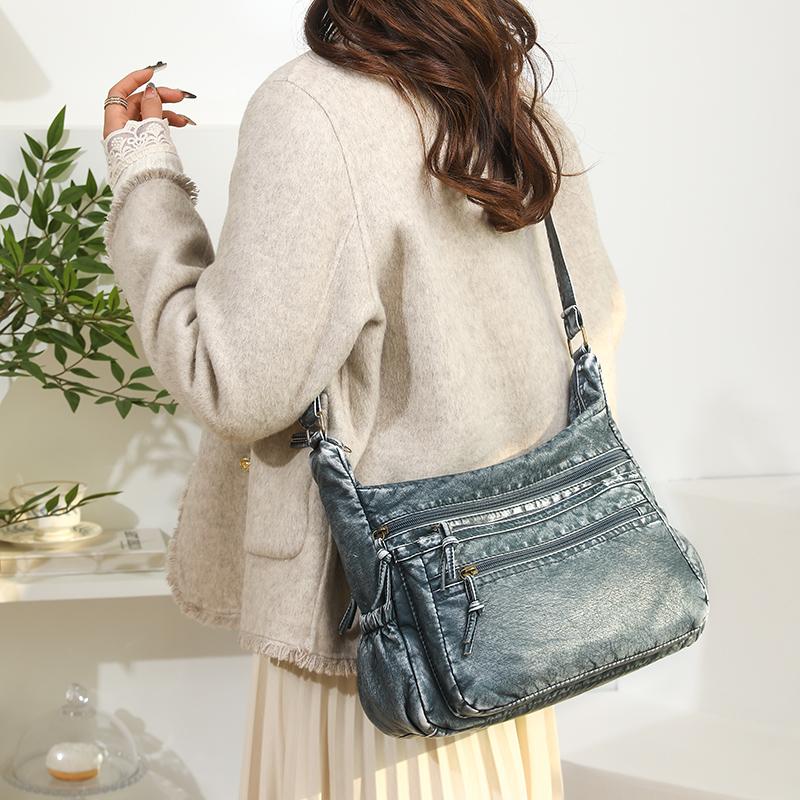 Borsa a tracolla da pendolare multi-tasche ad alta capacità in PU da donna, portatile