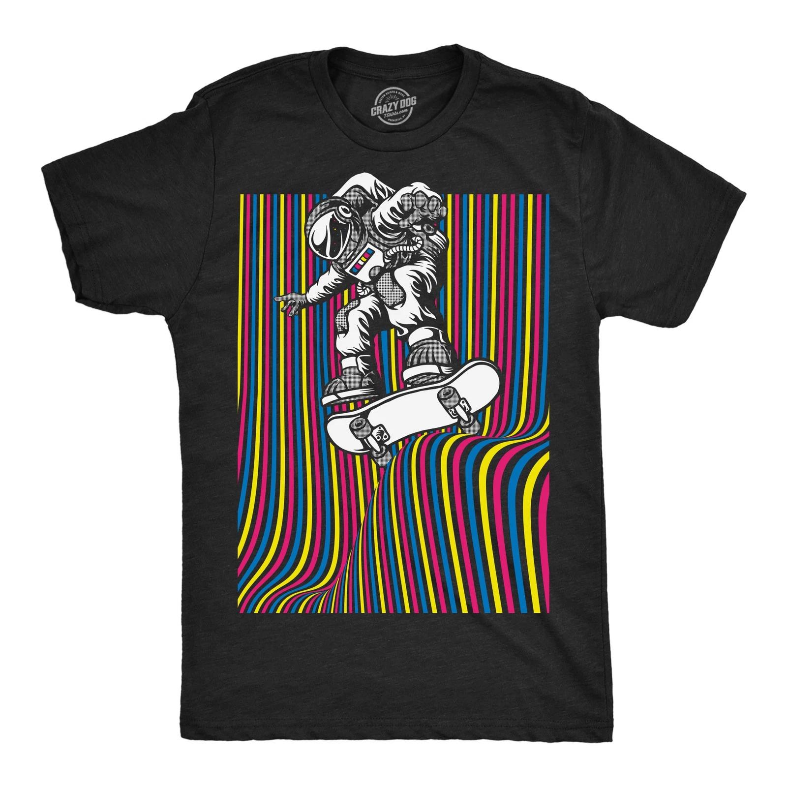 Mens Astronaut Skater Funny T Shirt Skateboard Graphic Tee for Men XXL