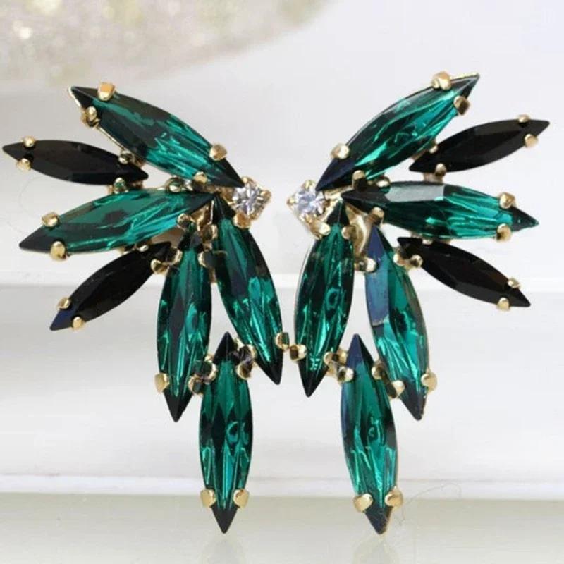2026 New Style Fashion Green Crystal Pendant Earrings for Women's Engagement Party Accessories with Noble Unique Zircon