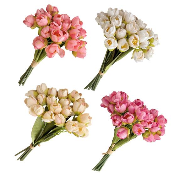 24 Bundles Artificial Tulip Flowers, Realistic Fake Tulips for Spring, Easter, Valentine's Day Home Decor, Wedding Centerpiece, Table Floral