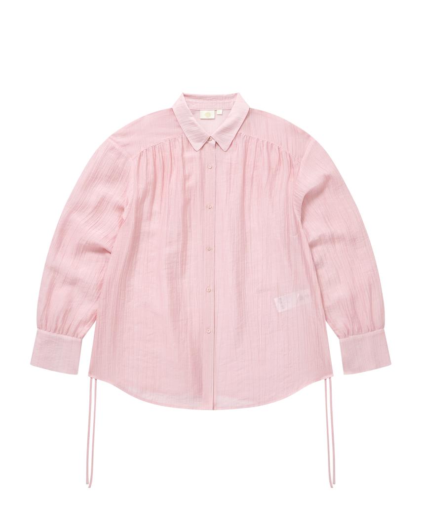 COVERNAT WOMAN Oversized Sheer Shirred Blouse Light Pink
