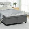 Storage Bench, Upholstered Bench 120x40x48 Cm with Safety Hinges, Linen Look, Dark Gray