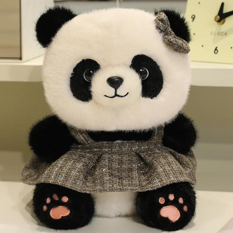 Good Quality Cartoon Panda Plush Toys Cute Elegant Cozy Panda Doll Wearing Princess Dress Sweater Kids Gift Multiple Styles