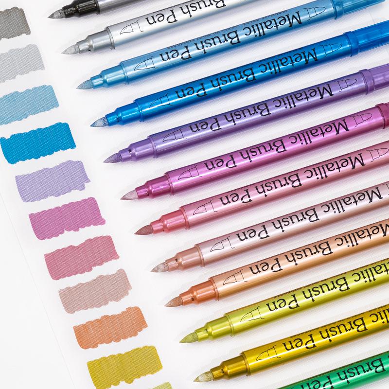 Guangna 562 Double-Ended Metallic Highlighter Set: Gold & Silver Paint Craft Markers