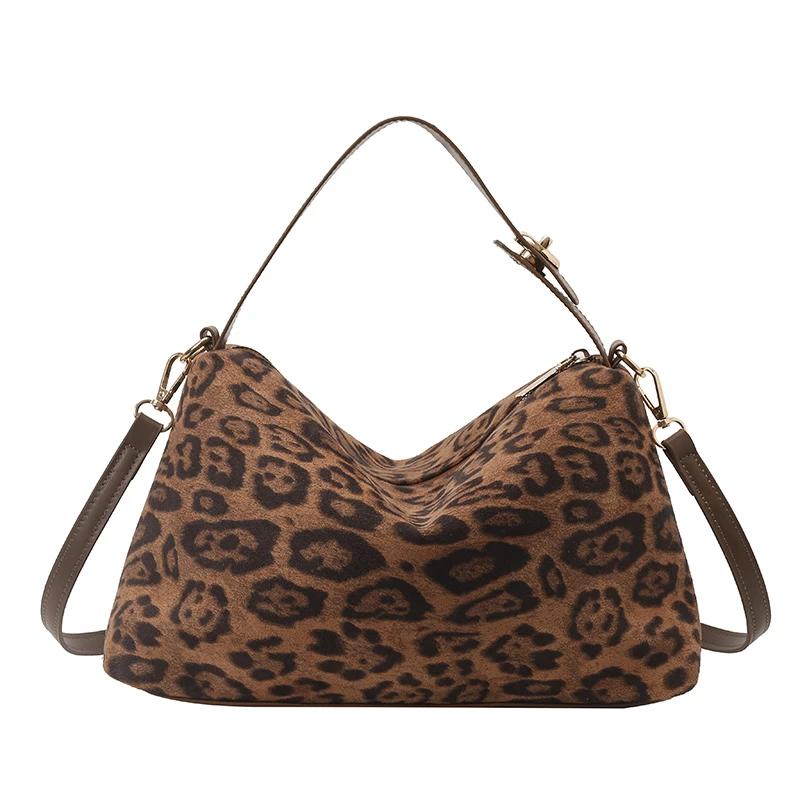 

Zipper Leopard Print Large Capacity Casual High Quality Shoulder Bags Large Capacity Waterproof Durable Crossbody Bags коричневий