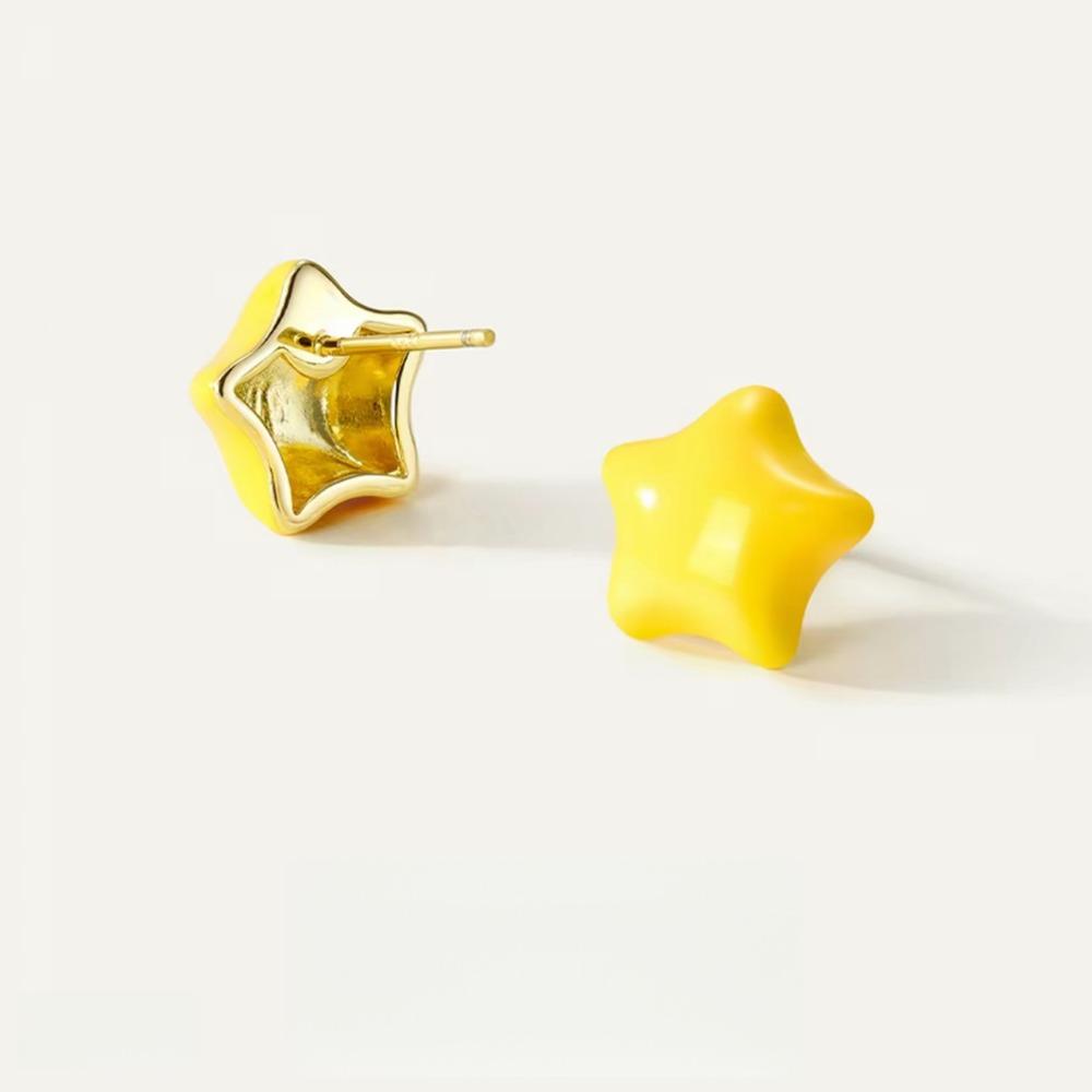 Versatile light luxury enamel earrings pentagram niche high-end star female stud earrings