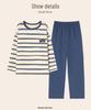 Spring Couple's Striped Pajama Set: Women's Pure Cotton Long Sleeve & Men's Loose Fit Homewear