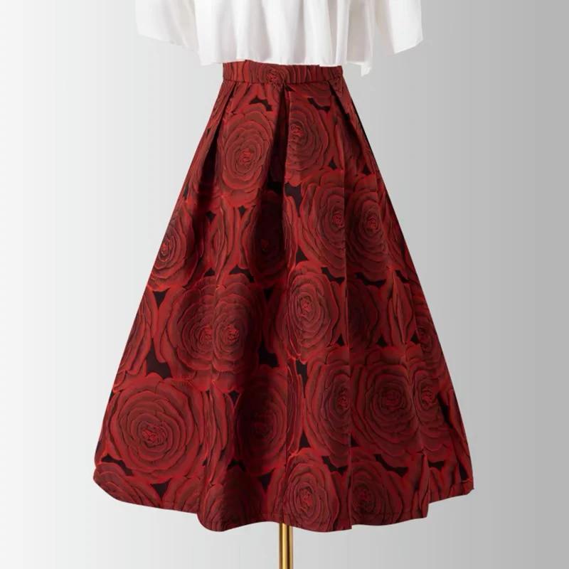 Skirt for Women Casual Printed Versatile Elastic High Waist Long Loose Trousers Stretchy Slim Skirt