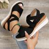 Fashion Ankle Cross Band Wedges Women's Sandals Elastic Strap Solid Non Slip Platform Sandalias Outdoor Soft Comfortable Ladies Zapatos