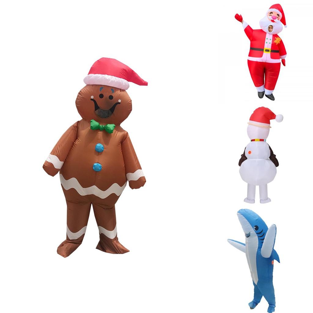 Aufblasbares Erwachsenenkostüm Weihnachtsmann Schneemann Lebkuchenmann für Cosplay- und Halloween-Partys