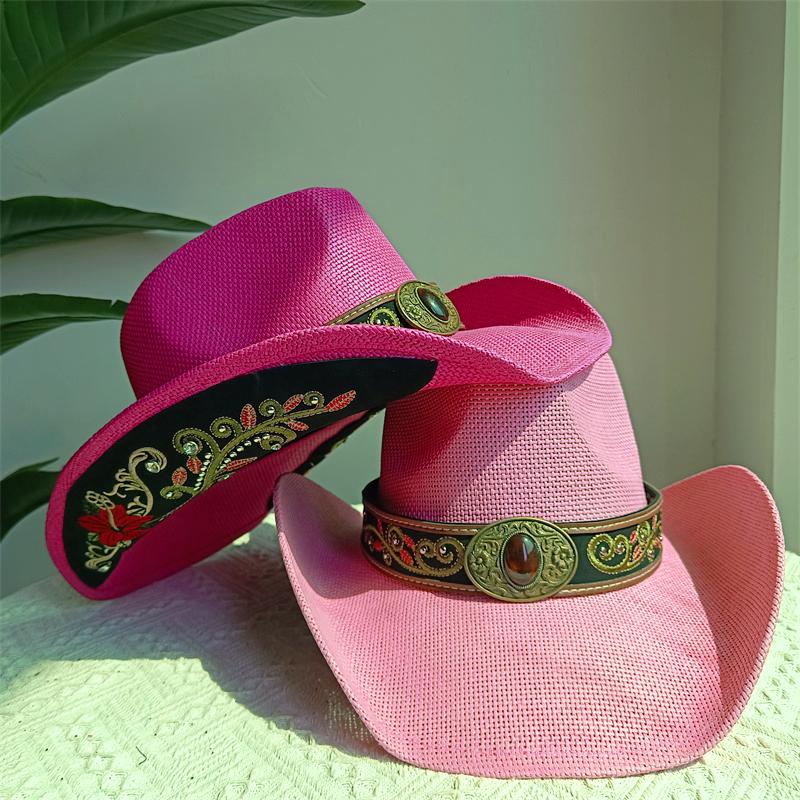 2026 Western cowboy hat man embroidery applique cowboy hat men and women sun hat summer wide brim straw hat hsun hat women