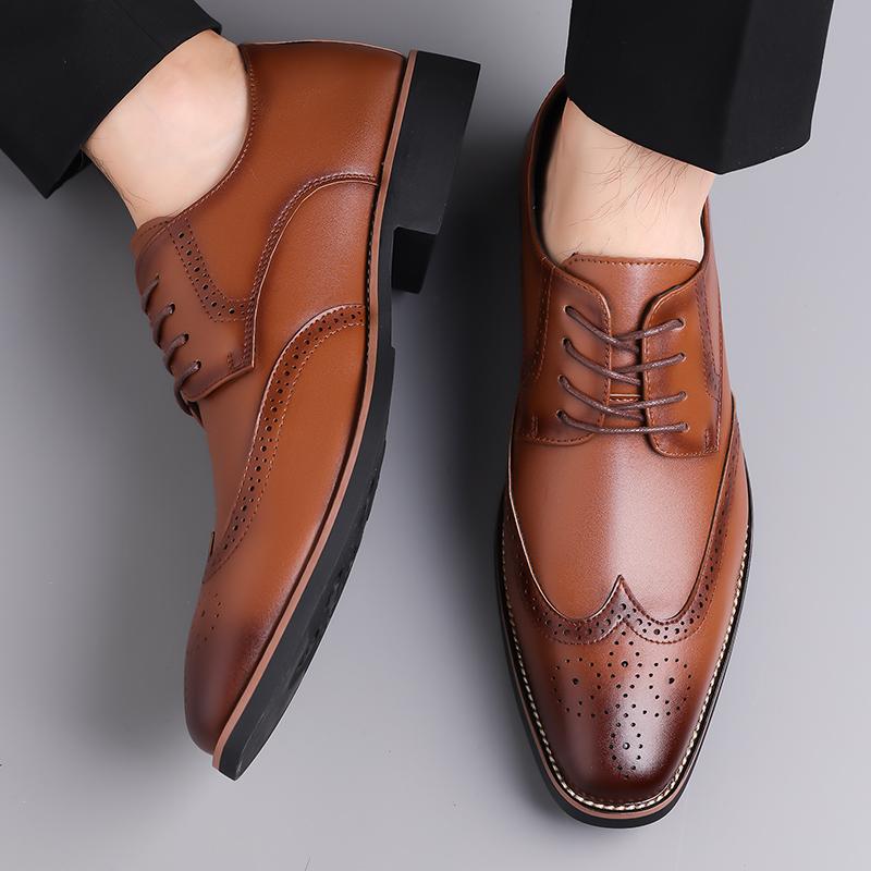 Business men's leather shoes Retro fashion style Leisure Outdoor Party  Black brown wedding Dress groom's shoes Plus Size 38-48