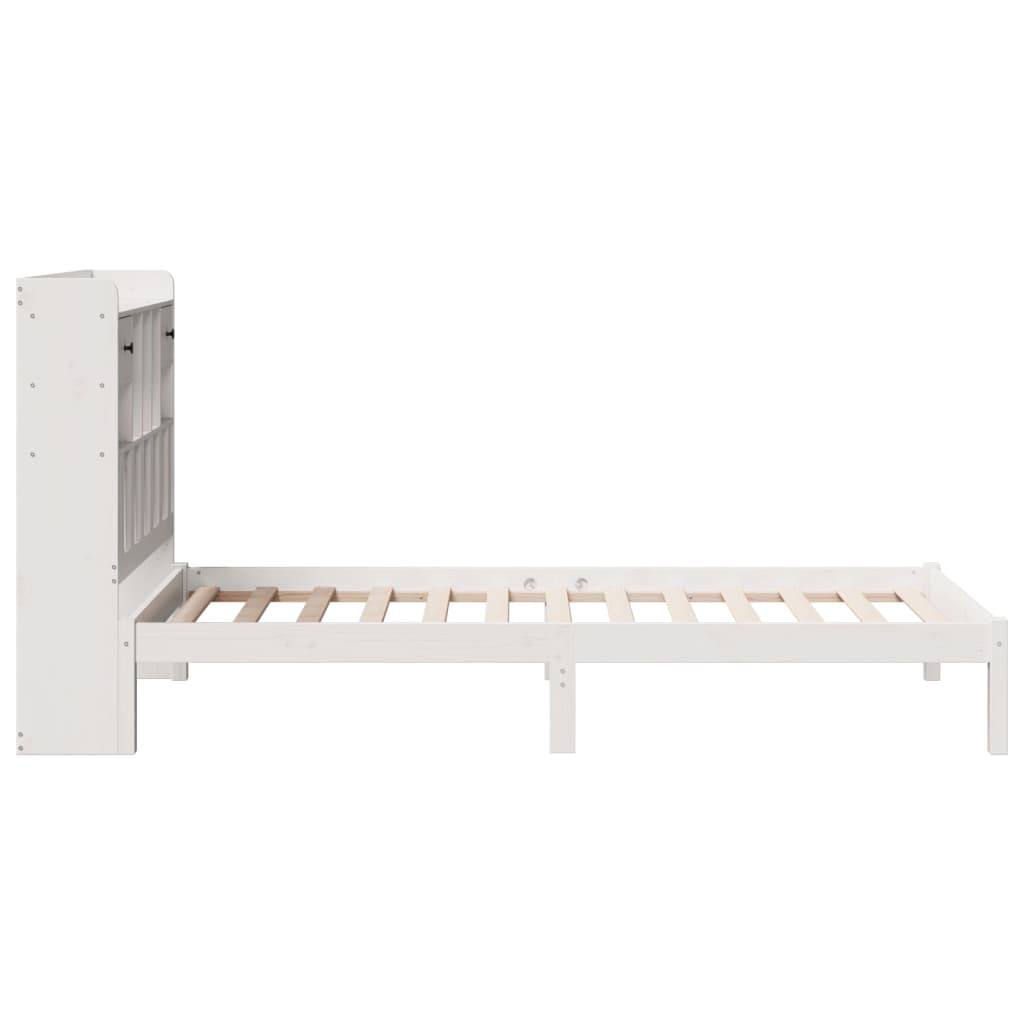 Solid Wood Bed with Shelf Without Mattress White 90x190 cm Pine