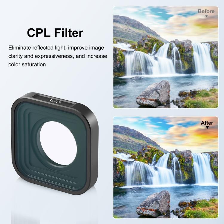 PULUZ Action Camera CPL Lens Filter For GoPro HERO13 Black /12 Black /11 Black /11 Black Mini /10 Black /9 Black