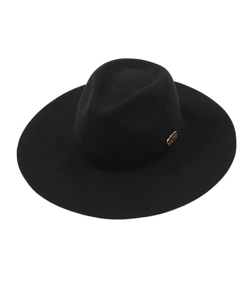 Yunibeosyeolkemiseuteuli Gold Metal Long Wool Fedora Bk Metal Long Fedora