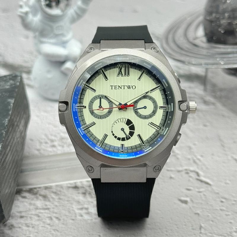 JYL Men s Watch Three-eye Six-needle Blue Light Silicone Strap White желтый оранжевый
