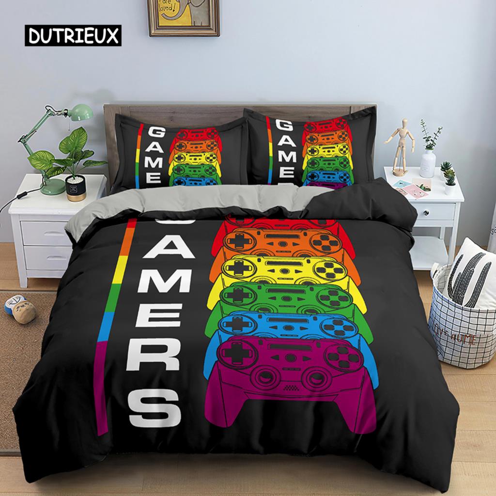 Game Handle Bedding Set Luxury Duvet Cover with Pillowcase Quilt Cover Queen King Bedding Cartoons Kids Boys Bed Cover Set Green