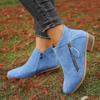 Women's Fall/Winter New Pointed Block Heel Side Zip Large Size Doc Martens