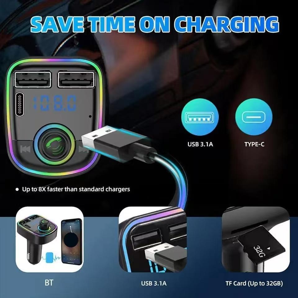 Bluetooth FM Transmitter Handsfree Car Radio Modulator MP3 Player With USB Super Quick Charge Adapter for Car