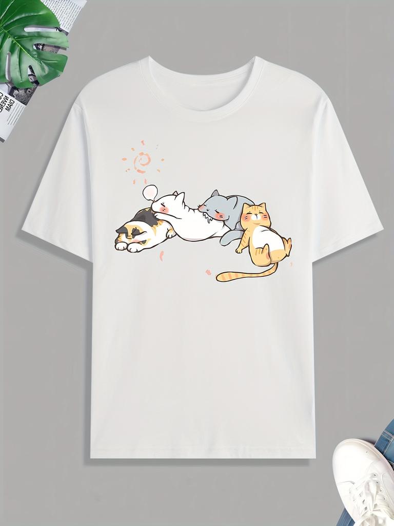 Funny Sleeping Cat TShirt Women Unisex Kawaii Nap Kitty Graphic Tee Summer Short Sleeve Harajuku Casual Cartoon Animal Unisex Tops