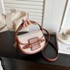 Trendy Canvas Contrasting Color Hand-held Saddle Bag, Niche High-end Sense, One Shoulder Crossbody Bag, Versatile