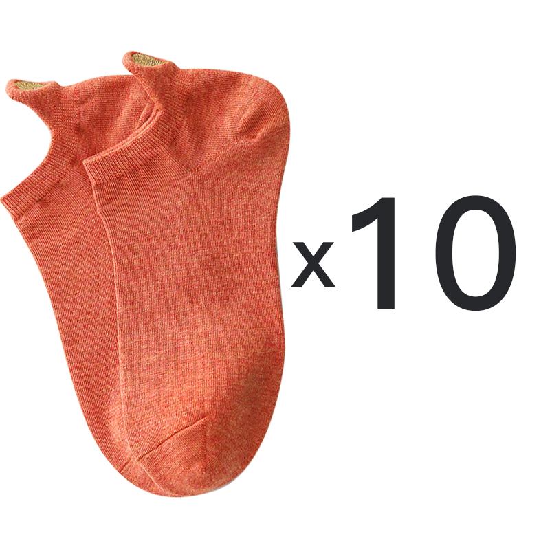 10 Pair/Lot Women's Cotton Socks Low Tube Solid Gold Silk Embroidery Heart Crown Print Kawaii White Harajuku Short Socks