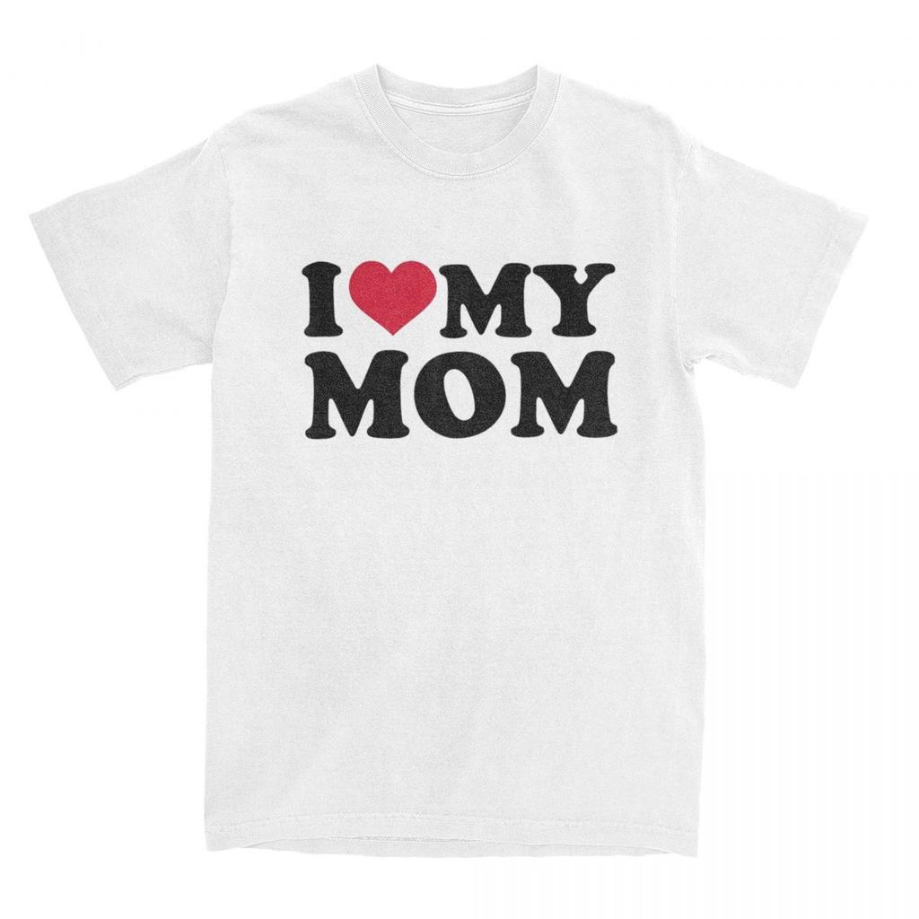 I Love My Mom T Shirt Apparel for Unisex Women Pure Cotton Vintage Gift for Mother Tee Shirt Short Sleeve Clothes Unique