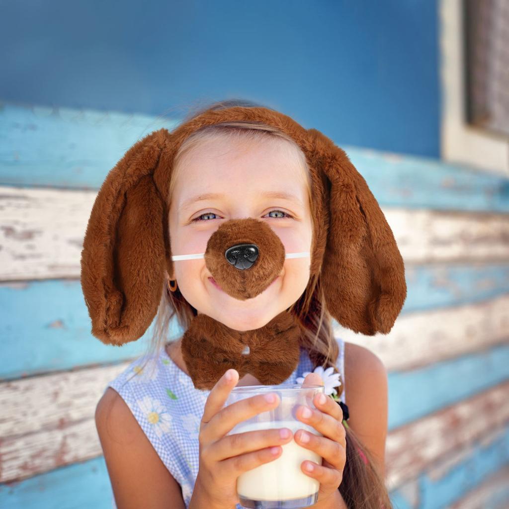 1 Set Pet Dog Costume Kit Party Hairband Bowtie Fake Nose Tail Prop Costume Props Animal Headdress Puppy Clothing Accessories