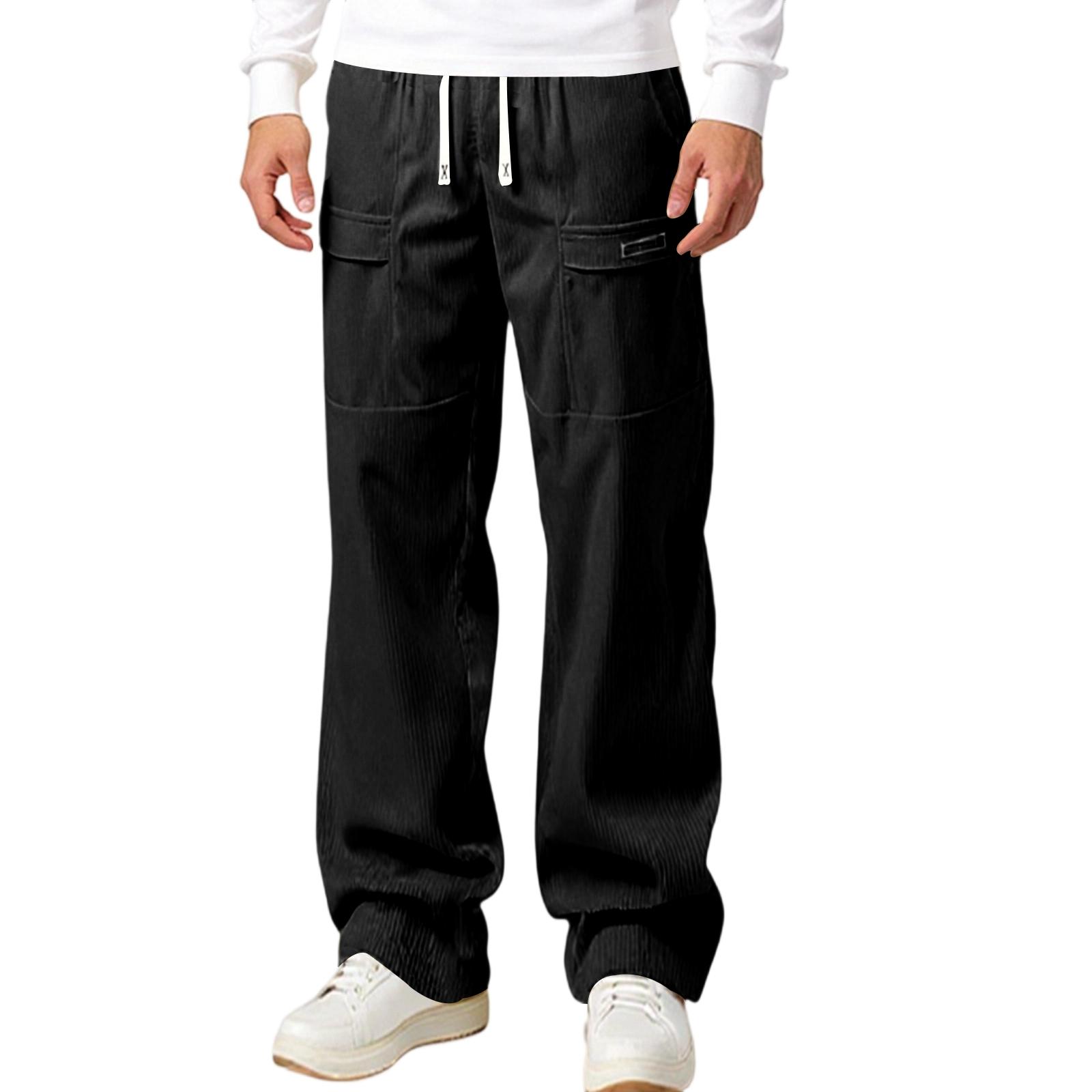 

Men s Fashion Leisure Middle Waist Long Style Casual Pants XL чёрный