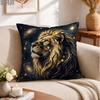 2D Flat 1pc Cosmic Lion Galaxy Throw Pillow Covers Golden Black One-Sided Printing for Living Room