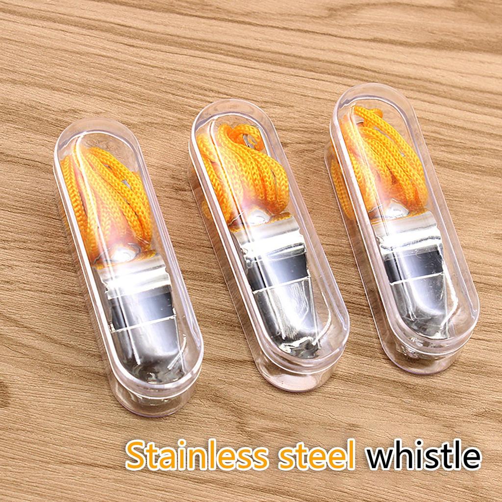 Metal Whistle with Lanyard Stainless Steel Referee Whistle Durable Outdoor Sports Whistle for Coaches Lifeguards and Safety Use