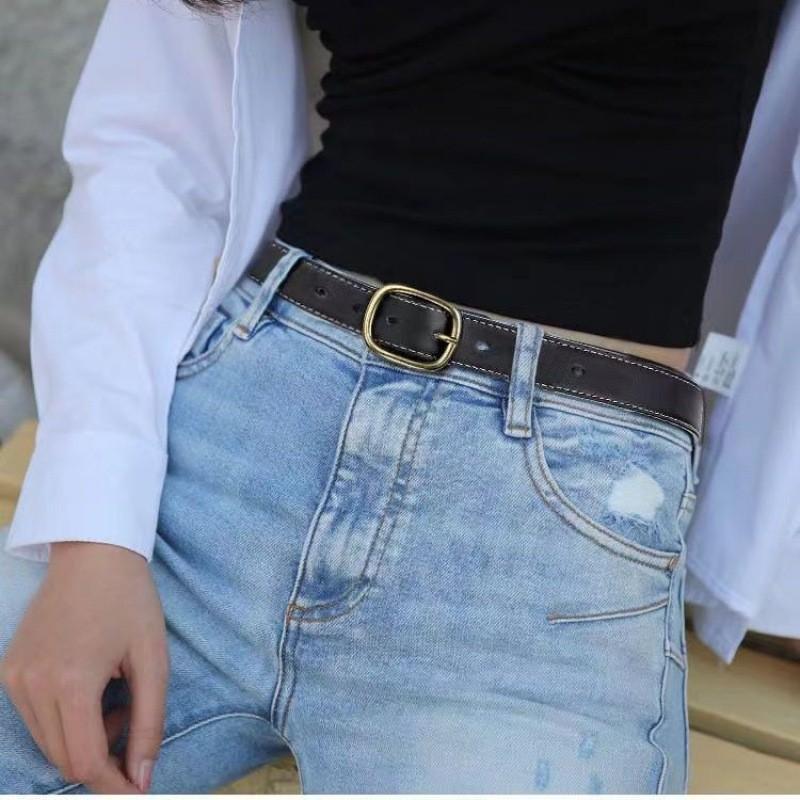 Chic Women's Simple Gold Buckle Waist Belt Elegant Pu Fabric For School And Everyday Wear