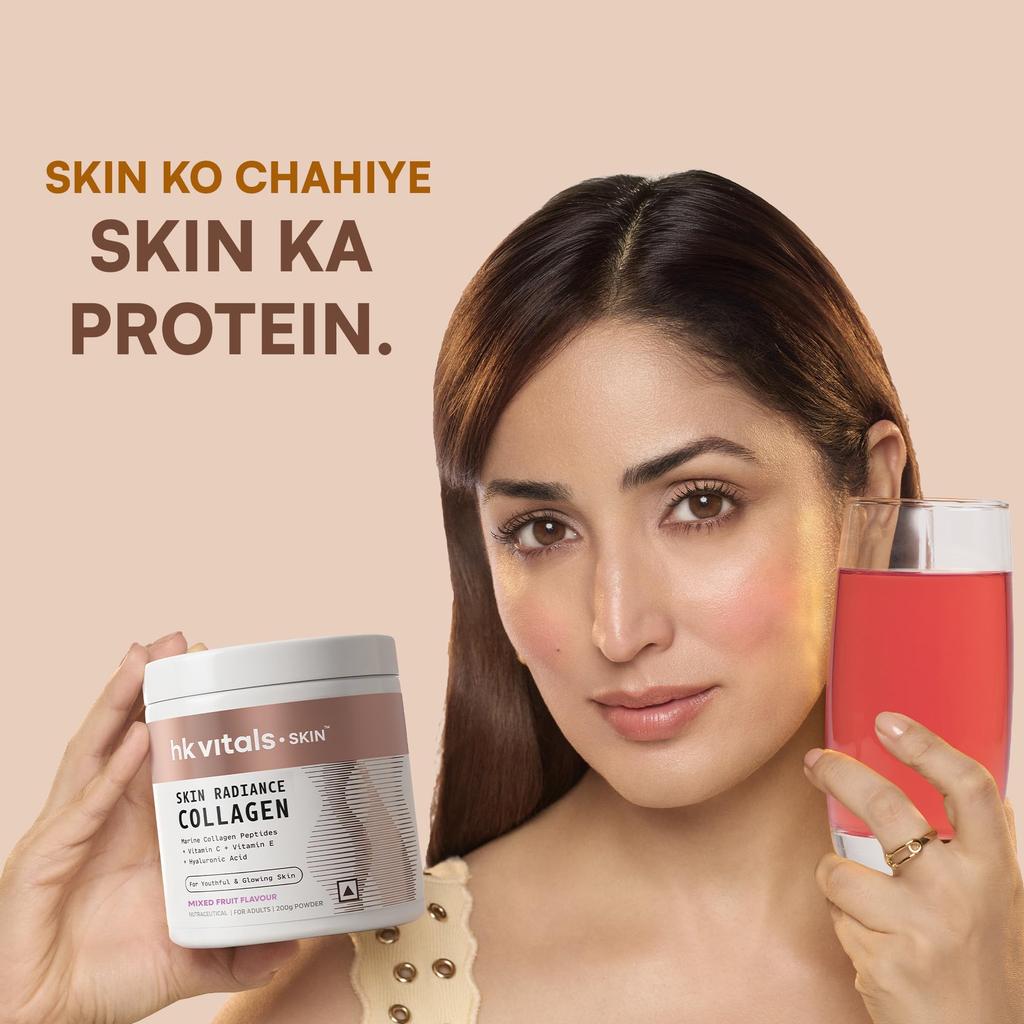 Hk Vitals Skin Radiance Marine Collagen Supplement Powder, Mixed Fruit,200g
